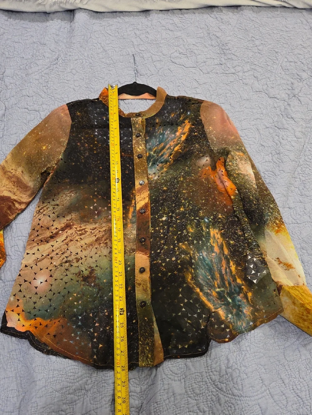 Anama Multicolor Sheer Printed Button-Up Blouse Size M! - Picture 10 of 10